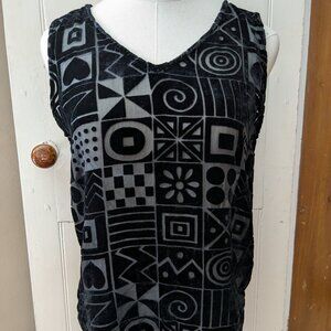 Crushed Velvet sheer boxy women's blouse size Medium